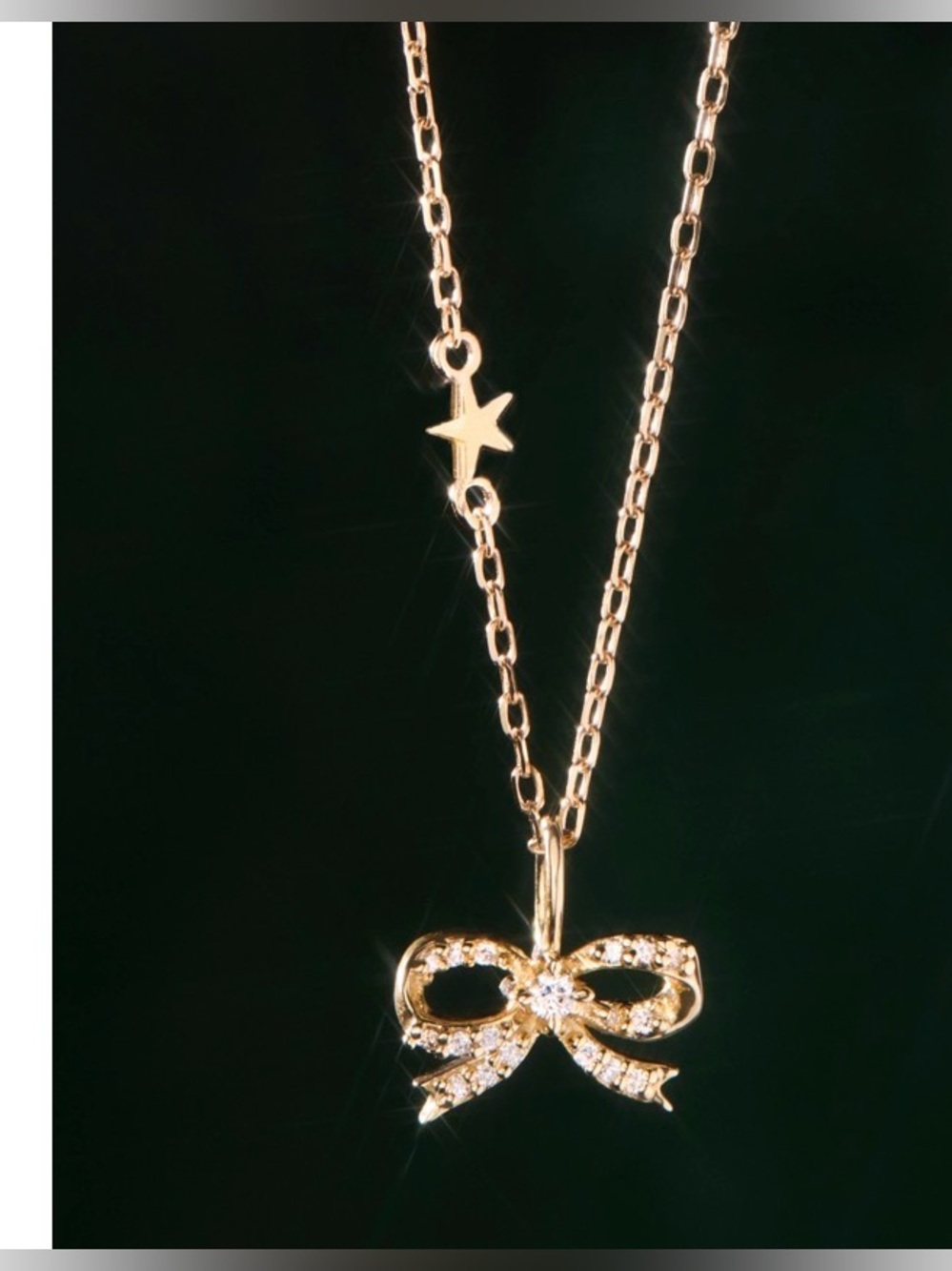 Catbird Lovesick Diamond Bow Gold Charm